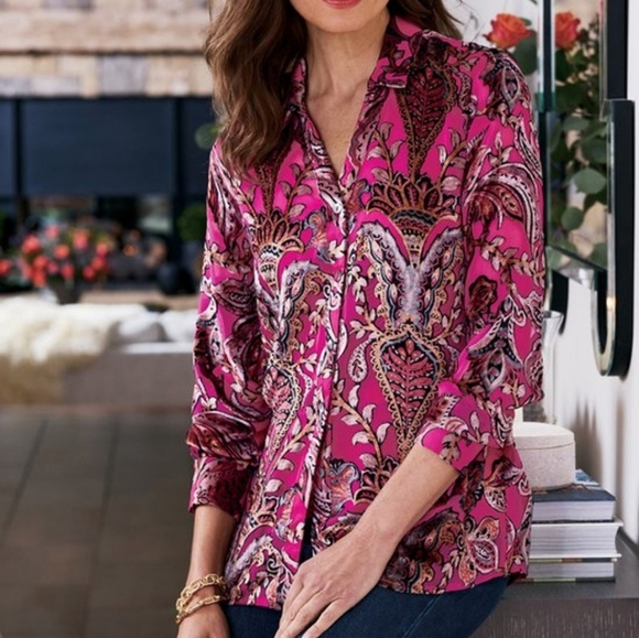 Soft Surroundings Bellarosa Velvet Tunic Large New - Picture 1 of 8